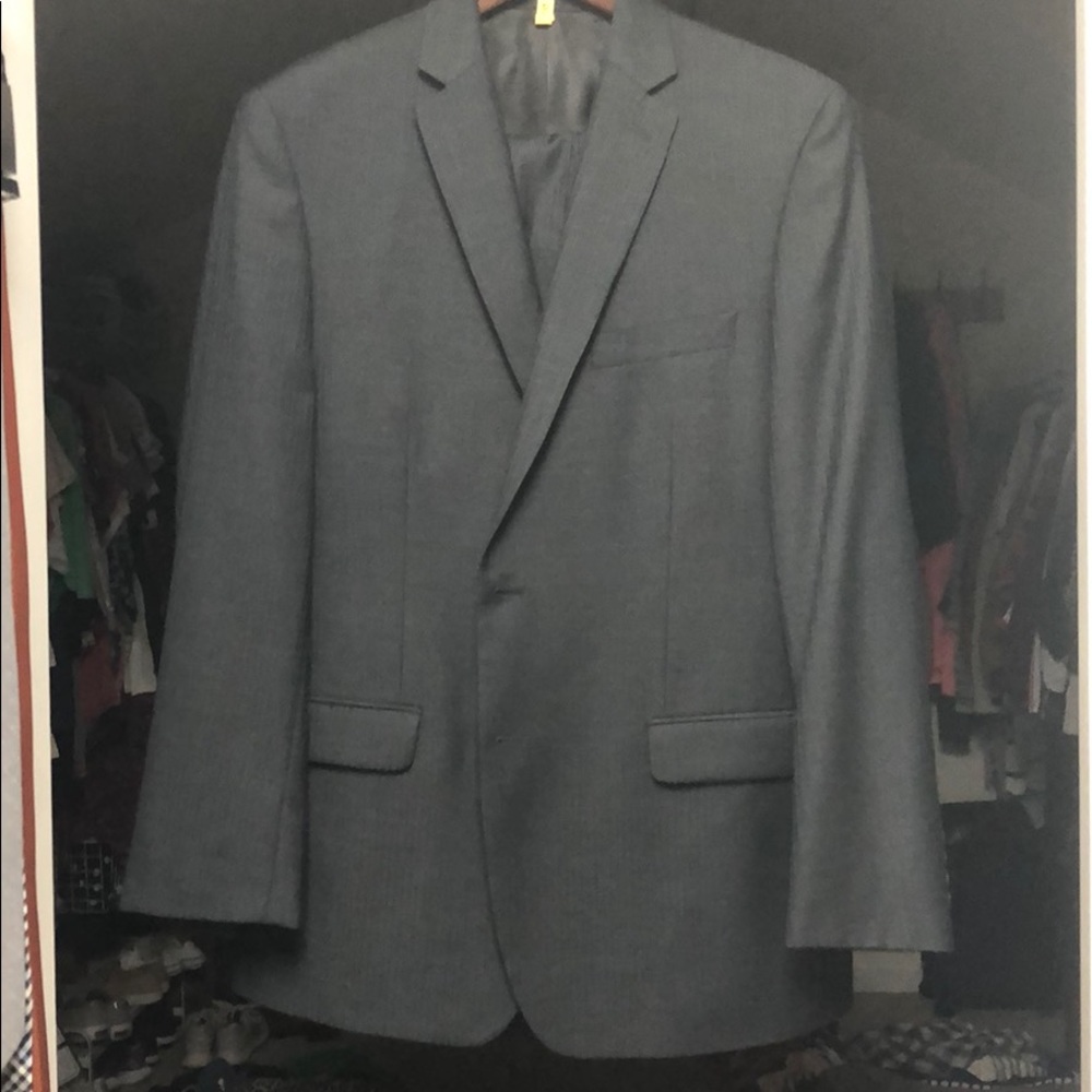 Calvin Klein black striped suit